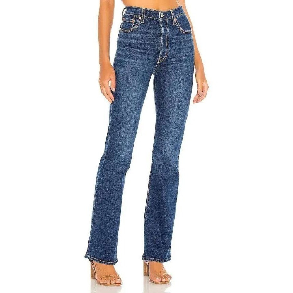 Levis Premium Ribcage Boot Turn Up Jeans 29x33 36934-0001 High Rise Button Fly